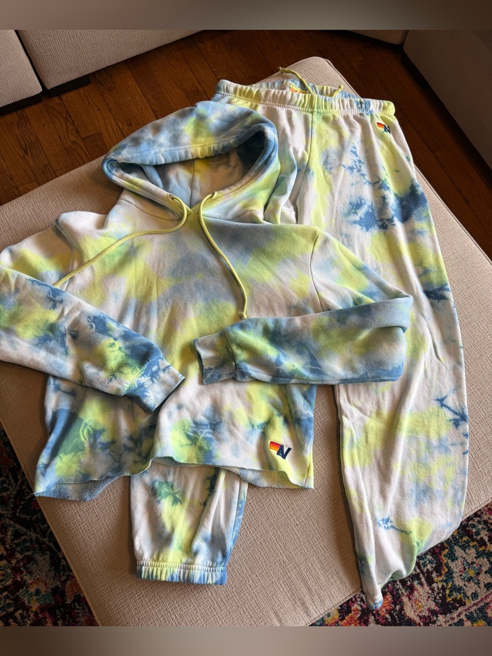 Aviator Nation Hand Dyed Cropped Hoodie & Sweatpants Set Size Medium